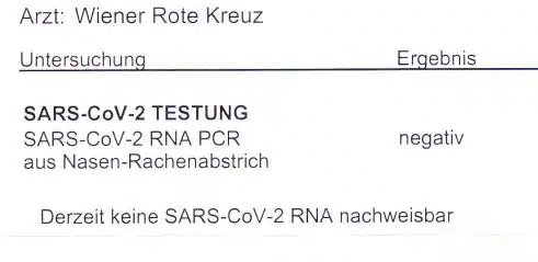 SARS-CoV-2 Testung negativ