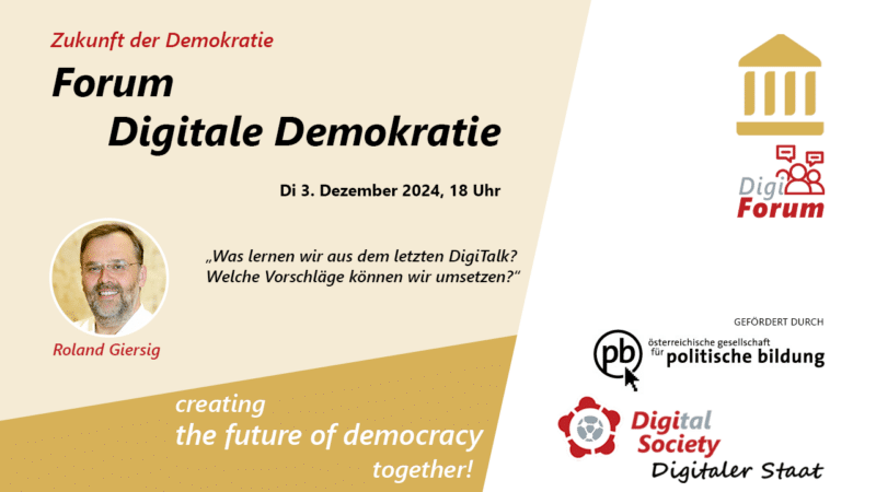 Veranstaltungsankündigung Forum Digitale Demokratie, Di 3. Dezember 2024